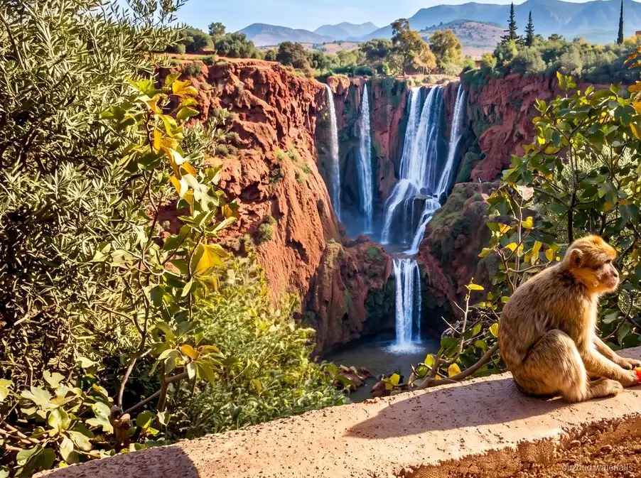 Punto panoramico sulle Cascate di Ouzoud durante l'escursione economica da Marrakech