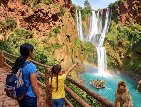 Grup de l'excursió econòmica a les Cascades d'Ouzoud al camí del mirador des de Marràqueix